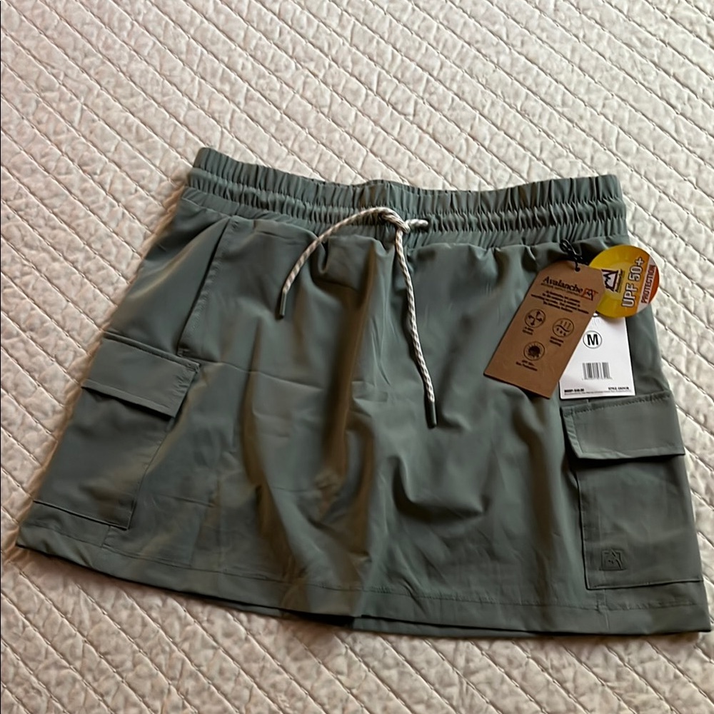 Green Cargo Skort with Drawstring